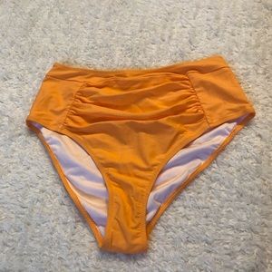 Neon Orange High Waisted Bikini Bottoms